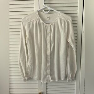 Women's GAP White Long Sleeve 100% Cotton Gauze Button Down Blouse, Size Small